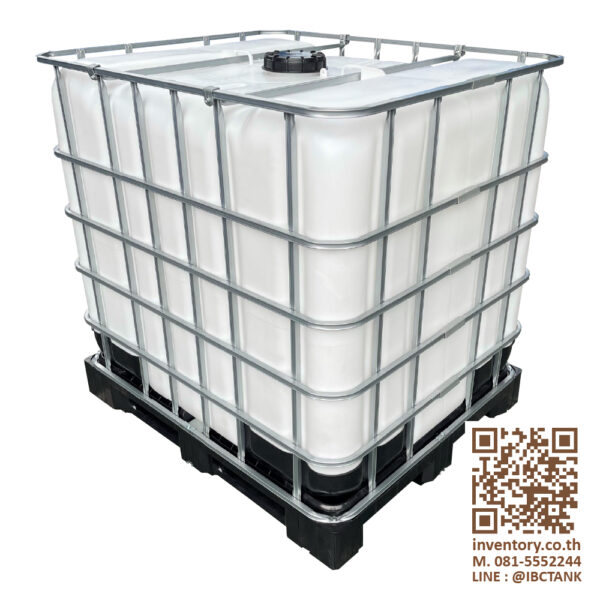 IBC 1000 Liter. ถังเบ๊าท์ 1000 ลิตร (พาเลทพลาสติก) ถังสีขาวใส (ถังบรรจุสารเคมี)
