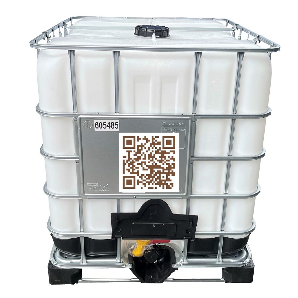 IBC 1000 Liter. ถังเบ๊าท์ 1000 ลิตร (พาเลทเหล็ก+ขาพลาสติก) ถังสีขาวใส (ถังบรรจุสารเคมี)