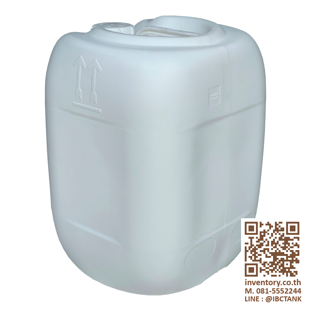 Jerrycan 20 Liter. ถังพลาสติก 20 ลิตร (ทรงอ้วน) สีขาวขุ่น