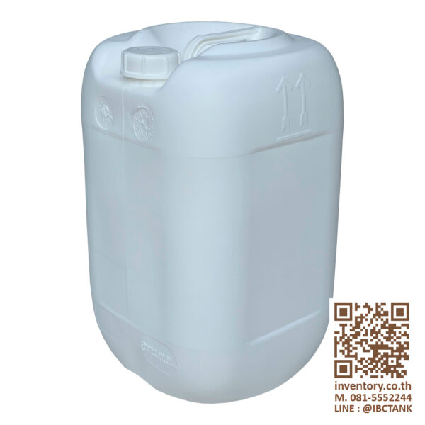 Jerrycan 25 Liter. ถังพลาสติก 25 ลิตร (ทรงอ้วน) สีขาวขุ่น