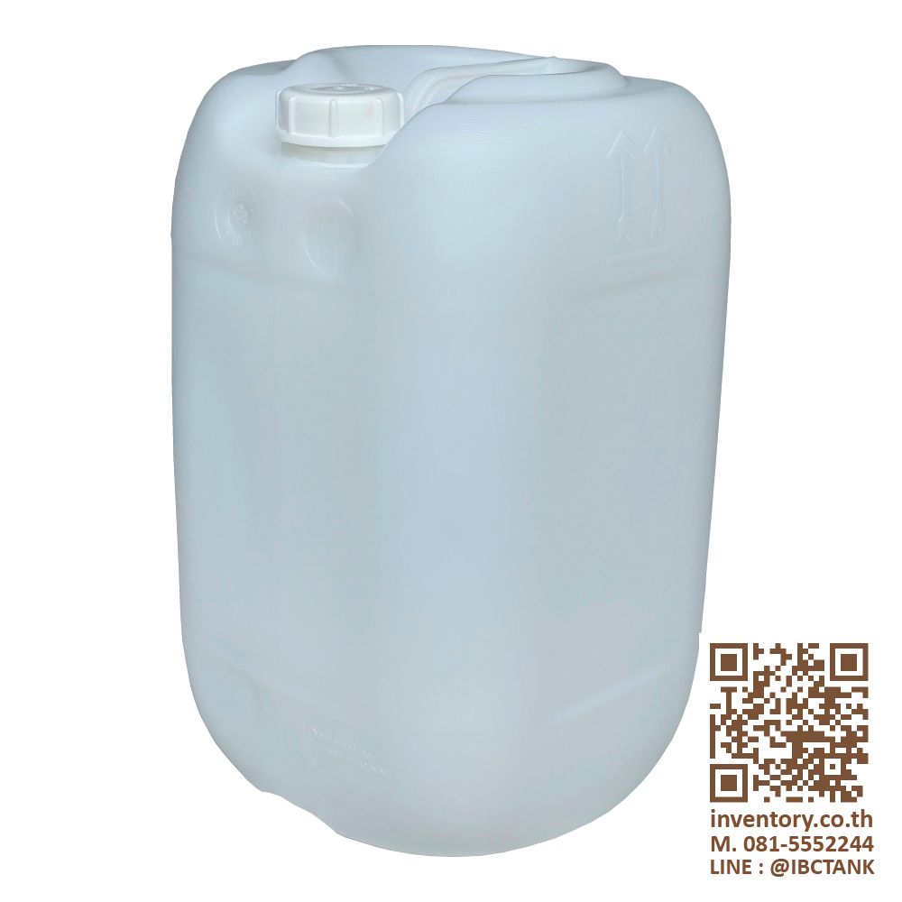 Jerrycan 25 Liter. ถังพลาสติก 25 ลิตร (ทรงอ้วน) สีขาวใส